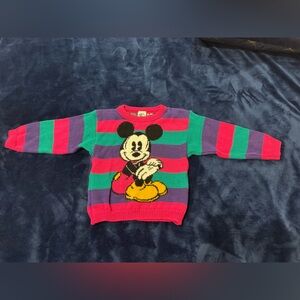 Vintage Colorful Striped Mickey Mouse Sweater